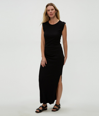 Calliope Power Shoulder Maxi Dress