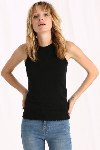 Cotton Cashmere Frayed Tank