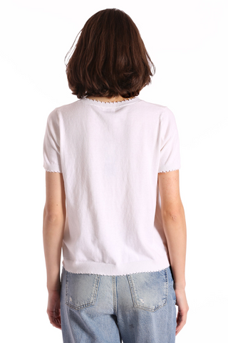 Cotton Cashmere Frayed V Tee