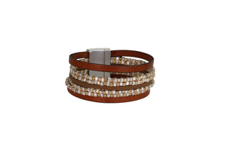 Iva Taupe Leather Wrap Bracelet