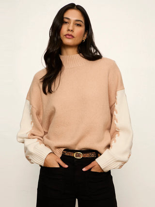 Color Block Mock Neck Pullover