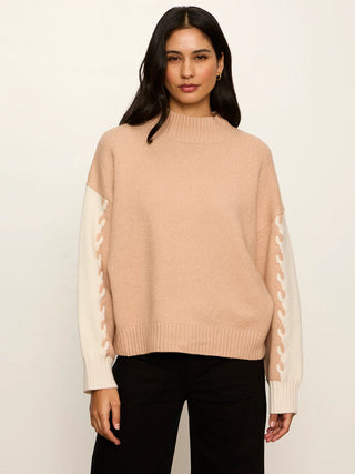 Color Block Mock Neck Pullover