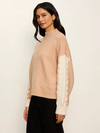 Color Block Mock Neck Pullover