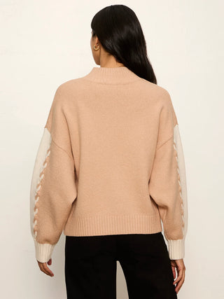Color Block Mock Neck Pullover