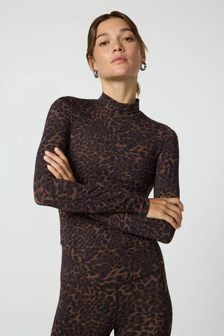 Printed Mock Neck Long Sleeve Top