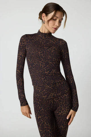 Printed Mock Neck Long Sleeve Top