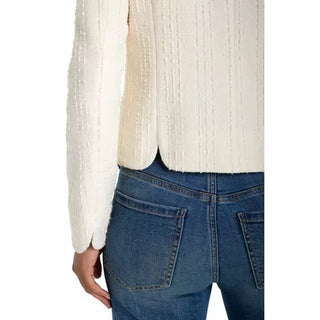 Collarless Jacket With Scallop Detail
