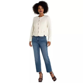 Collarless Jacket With Scallop Detail