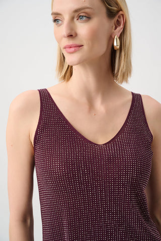 Metallic Knitted Camisole With Rhinestones