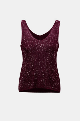 Metallic Knitted Camisole With Rhinestones