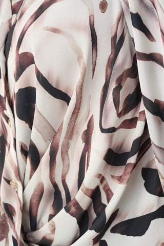 Satin Animal Print Draped Top