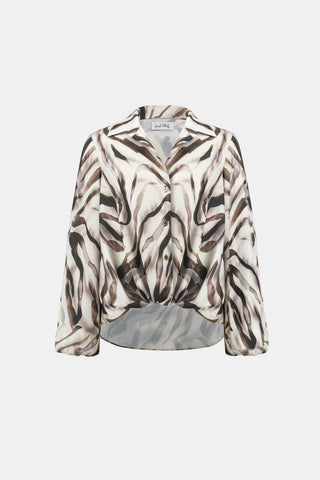 Satin Animal Print Draped Top