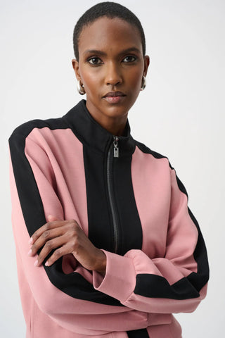 Color Block Funnel Neck Jacket