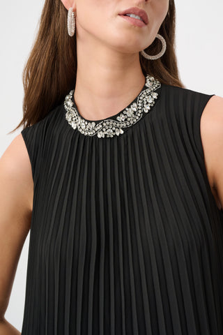 Pleated Embellished A-Line Dress