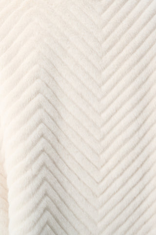 Short Chevron Faux Fur Cape Style Jacket