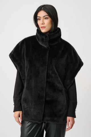 Faux Fur Funnel Neck Boxy Vest