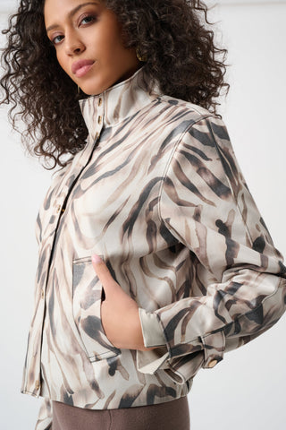 Foiled Faux Suede Print Jacket