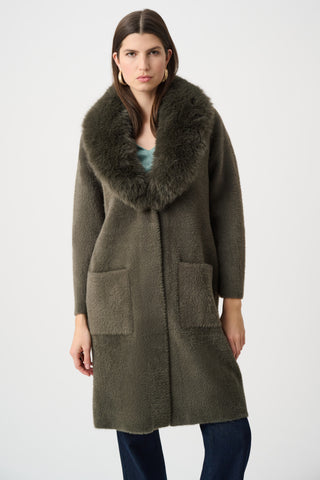 Open Front Fur Collar Coat
