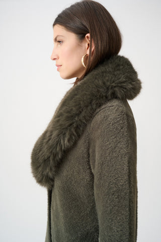 Open Front Fur Collar Coat