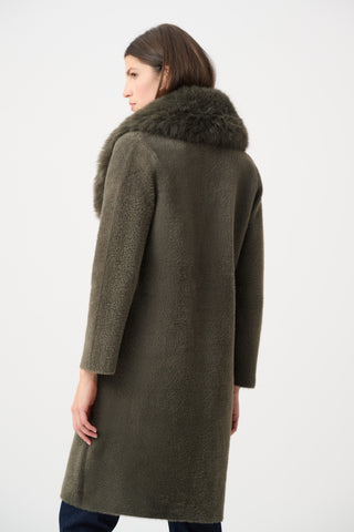 Open Front Fur Collar Coat