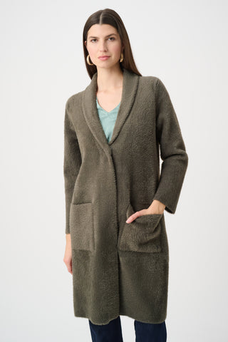 Open Front Fur Collar Coat