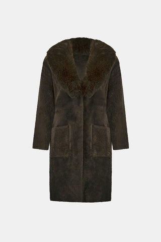 Open Front Fur Collar Coat