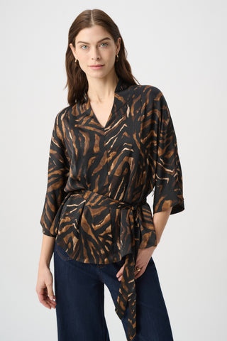 Animal-print V-neck Top