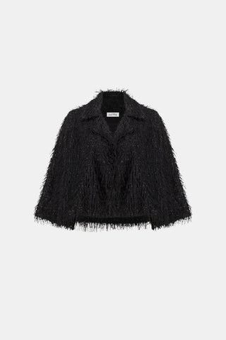Fringed Short Open-Front Blazer