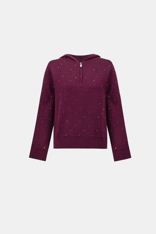 Embellished Hooded Pullover Sweater