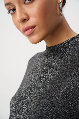 Mock Neck Lurex Sweater Top