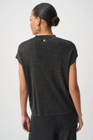 Mock Neck Lurex Sweater Top