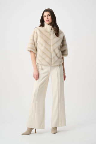 Chevron Print Faux Fur Jacket