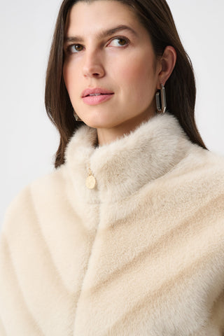 Chevron Print Faux Fur Jacket