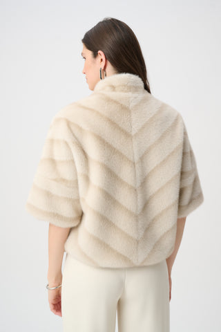 Chevron Print Faux Fur Jacket