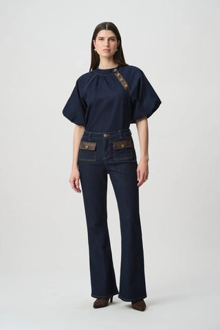 Featherweave Patch Pocket Flare Jeans