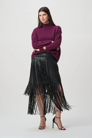 Leatherette Fringe Skirt
