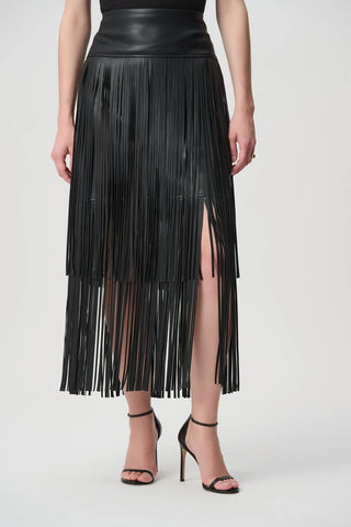 Leatherette Fringe Skirt