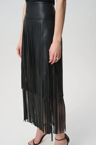 Leatherette Fringe Skirt