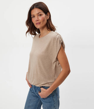 Sharon Shirred Shoulder Bubble Top