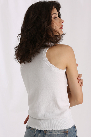 Cotton Cashmere Frayed Tank