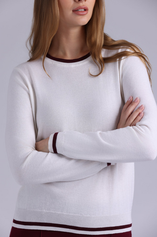 Supima Cotton Cashmere Crew with Tipping