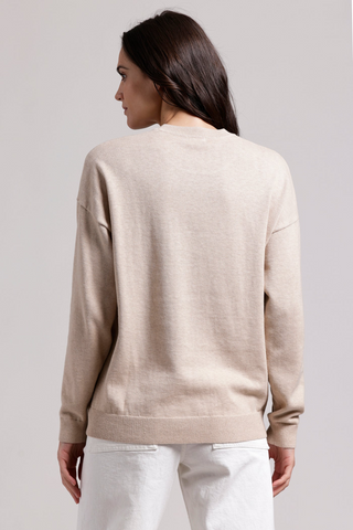 Cotton Cashmere Single Rose Crew Pullover