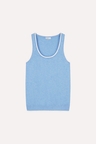 Supima Cotton Cashmere Scoop Neck Tank with Tipping
