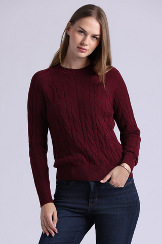 Cotton Marled Cable Crew