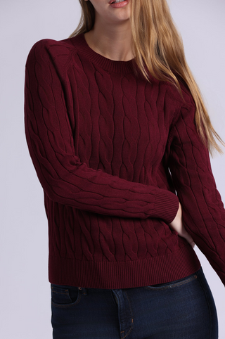Cotton Marled Cable Crew