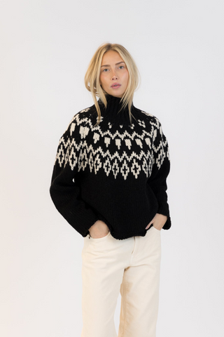 Aggie Mock Neck Ribbed Sweater