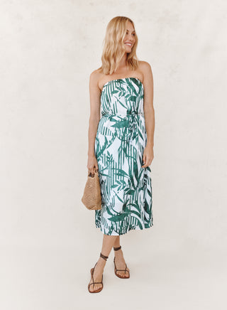 Flowy Strapless Midi Dress