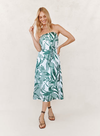 Flowy Strapless Midi Dress