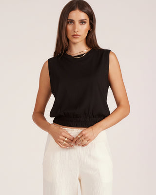 Boat Neck Elastic Hem Tank