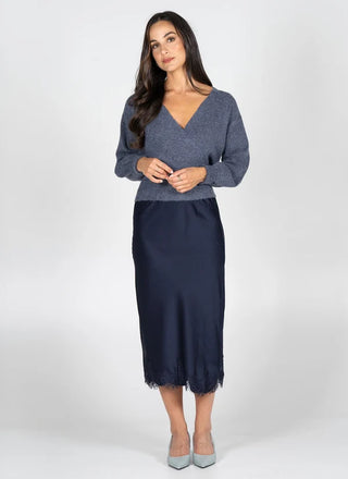 Satin Skirt Lace Trim